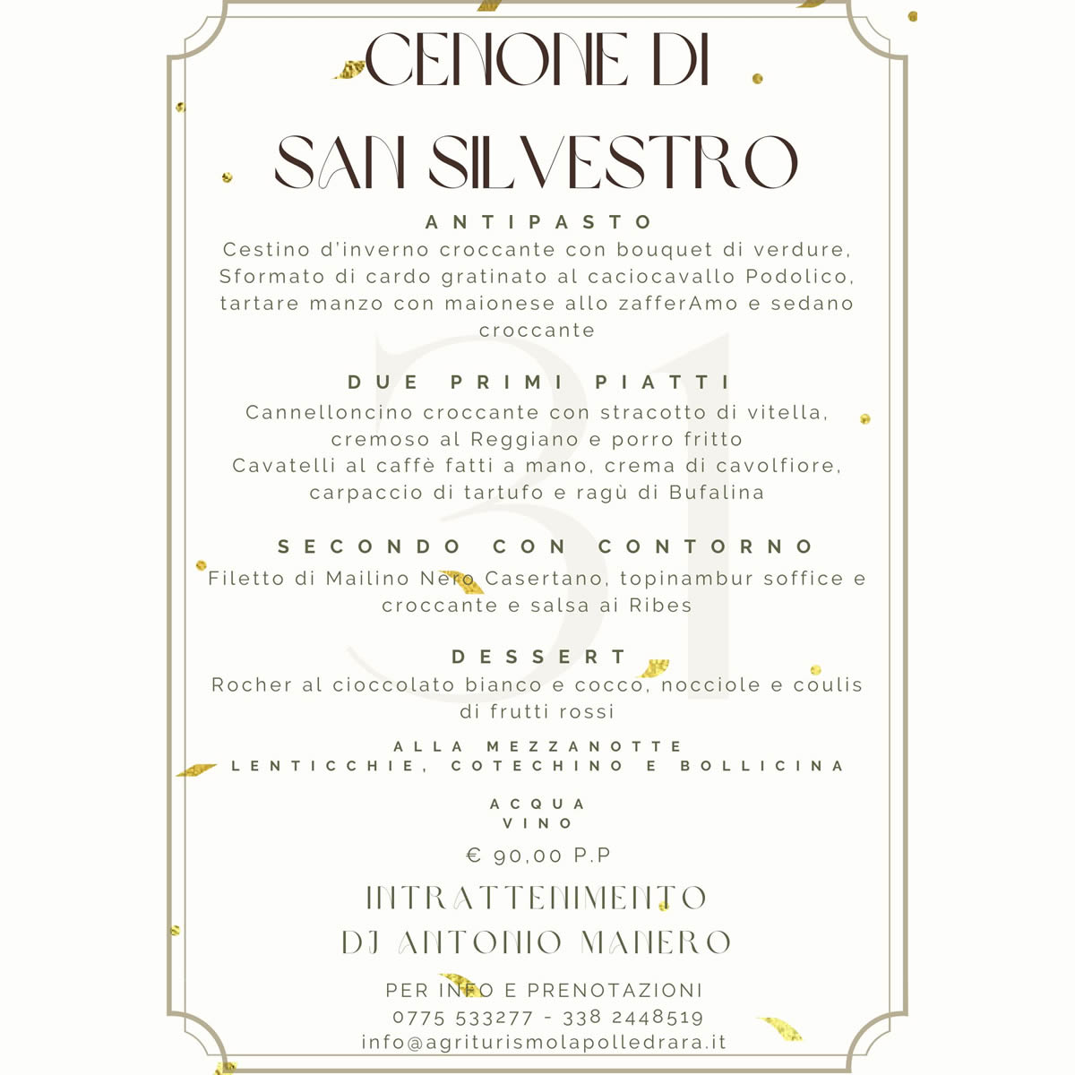 Featured image for “31 Dicembre – Menù cenone San Silvestro”